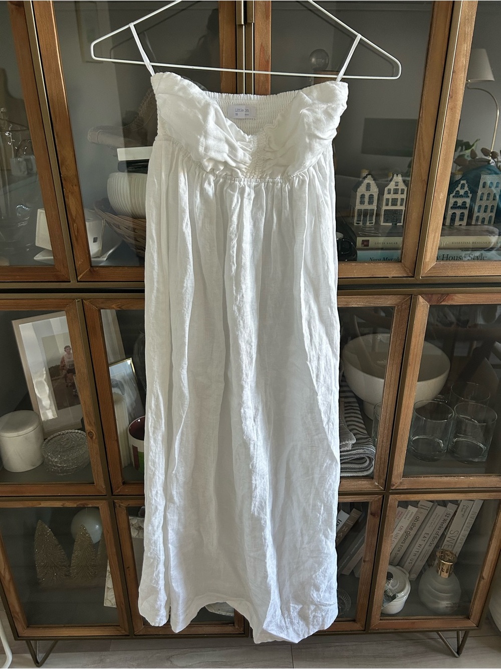 Aritzia Little Moon 100% Linen White Strapless Maxi Dress - Picture 4 of 15